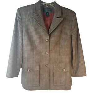 Lauren Ralph Lauren Size 8 Plaid Wool Blazer Jacket